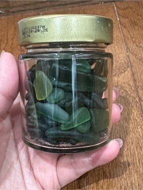 Seaglass authentic rare green shades in Glass Jar
